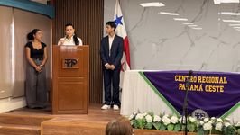 Dra. Lineth Alaín de Meier, directora del Centro Regional en su discurso de lanzamiento de la JIC 